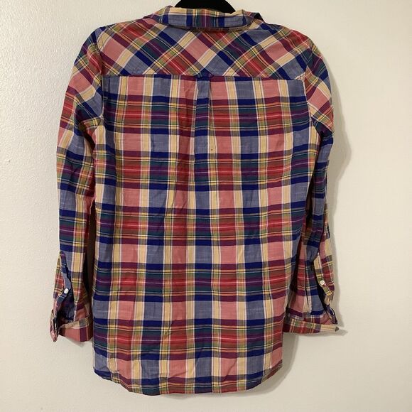 J. Crew Factory Plaid Cotton Outdoorsy Cabincore Boy Fit Button Down Shirt S - Picture 4 of 8